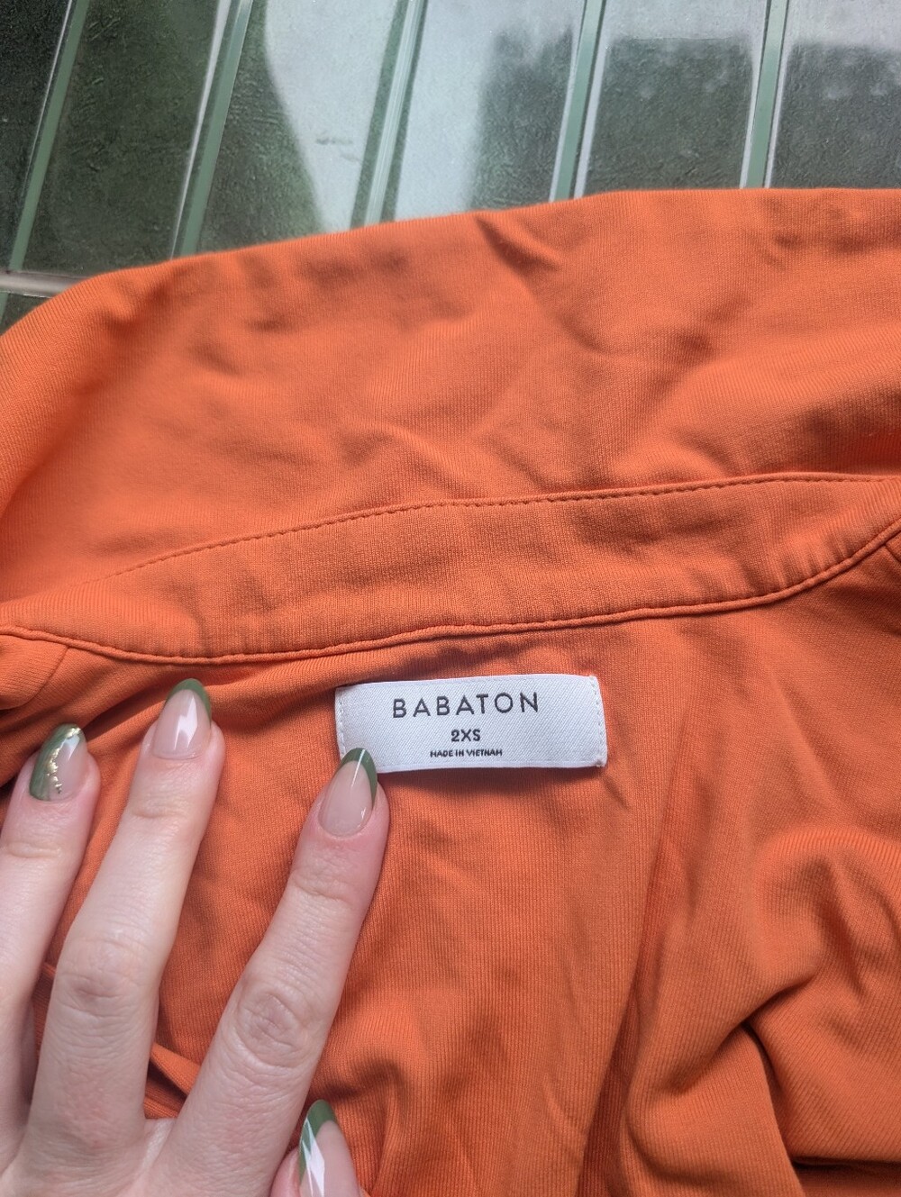 Babaton Bright Orange Long-Sleeve Collared V-Neck Top - Picture 2 of 3